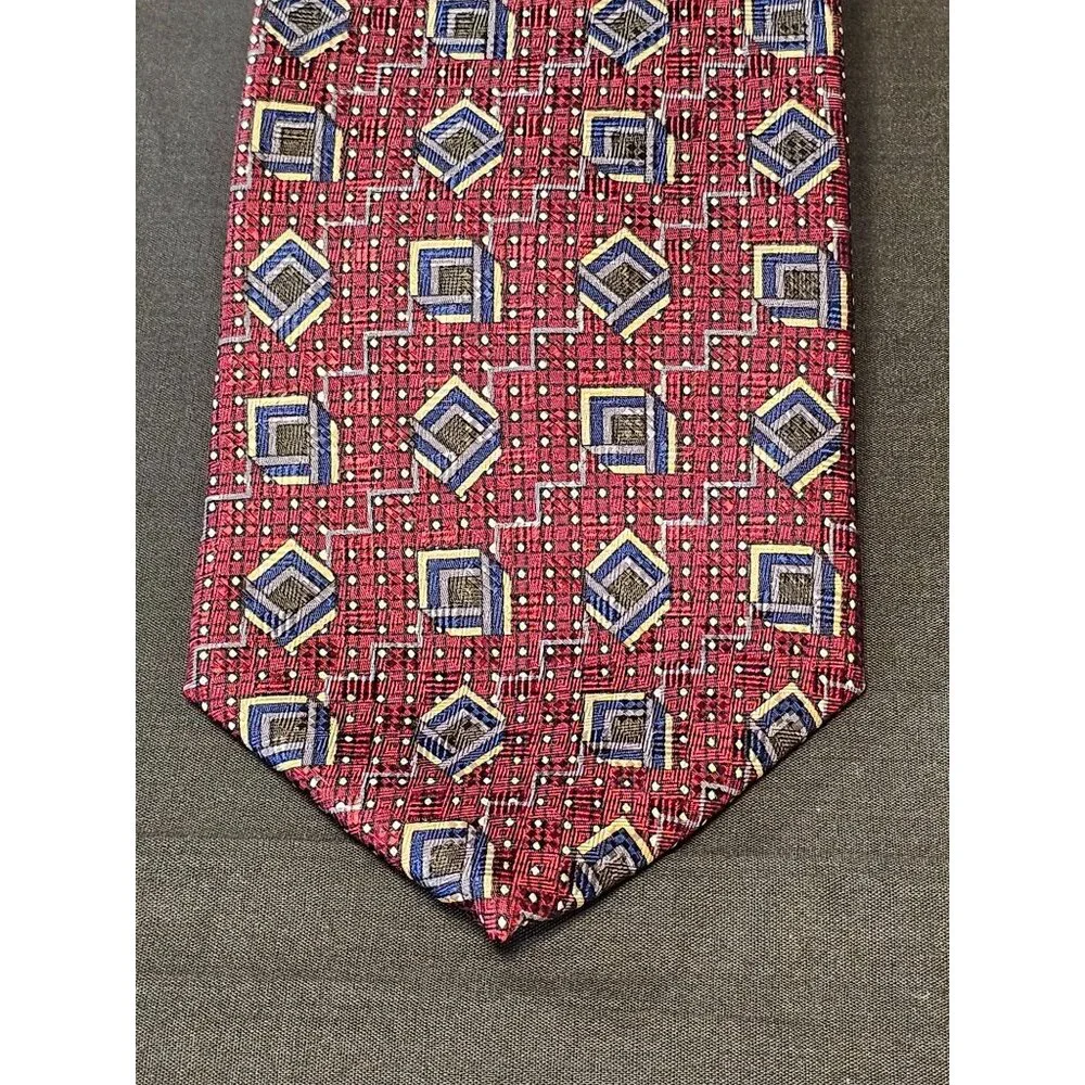 Vintage Louis Feraud Geometric Pattern Silk Tie - Picture 5 of 10